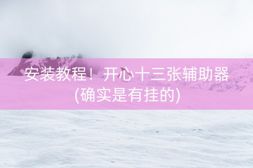安装教程！开心十三张辅助器(确实是有挂的)