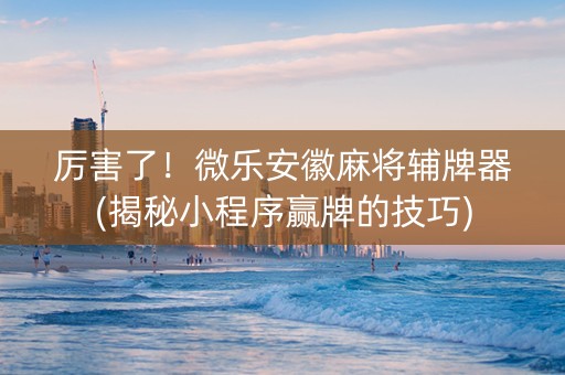 厉害了！微乐安徽麻将辅牌器(揭秘小程序赢牌的技巧)
