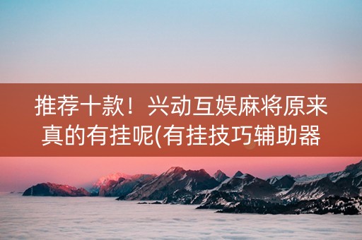 推荐十款！兴动互娱麻将原来真的有挂呢(有挂技巧辅助器)