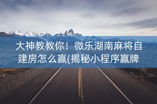 大神教教你！微乐湖南麻将自建房怎么赢(揭秘小程序赢牌技巧)