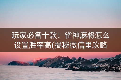 玩家必备十款！雀神麻将怎么设置胜率高(揭秘微信里攻略插件)