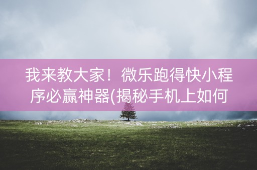 我来教大家！微乐跑得快小程序必赢神器(揭秘手机上如何让牌变好)