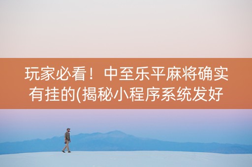 玩家必看！中至乐平麻将确实有挂的(揭秘小程序系统发好牌)