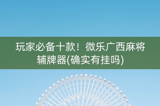 玩家必备十款！微乐广西麻将辅牌器(确实有挂吗)