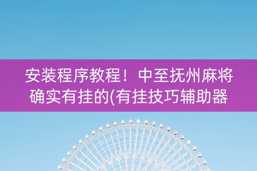 安装程序教程！中至抚州麻将确实有挂的(有挂技巧辅助器)