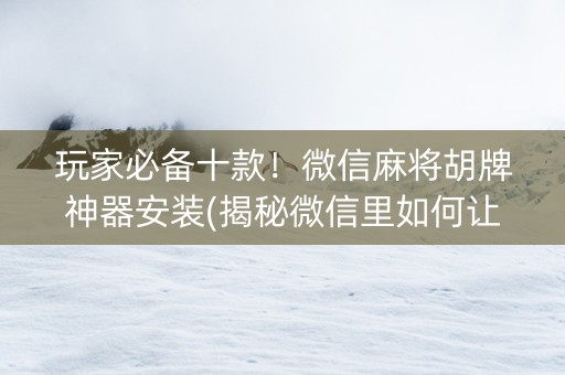 玩家必备十款！微信麻将胡牌神器安装(揭秘微信里如何让牌变好)