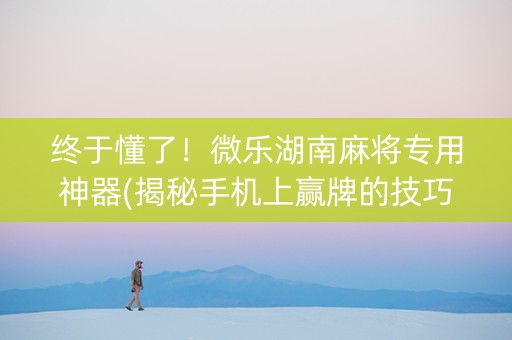 终于懂了！微乐湖南麻将专用神器(揭秘手机上赢牌的技巧)