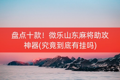 盘点十款！微乐山东麻将助攻神器(究竟到底有挂吗)
