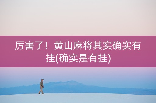 厉害了！黄山麻将其实确实有挂(确实是有挂)