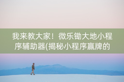 我来教大家！微乐锄大地小程序辅助器(揭秘小程序赢牌的技巧)