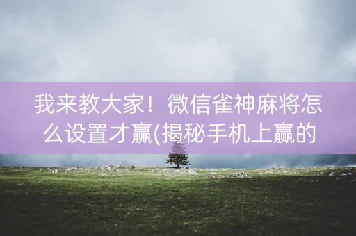 我来教大家！微信雀神麻将怎么设置才赢(揭秘手机上赢的秘诀)