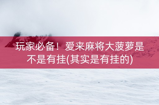 玩家必备！爱来麻将大菠萝是不是有挂(其实是有挂的)