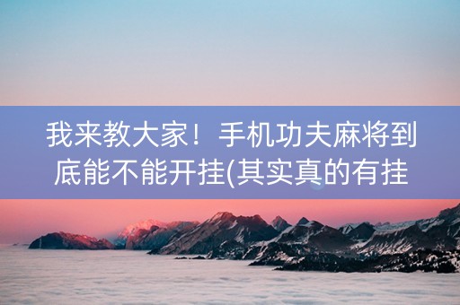 我来教大家！手机功夫麻将到底能不能开挂(其实真的有挂)