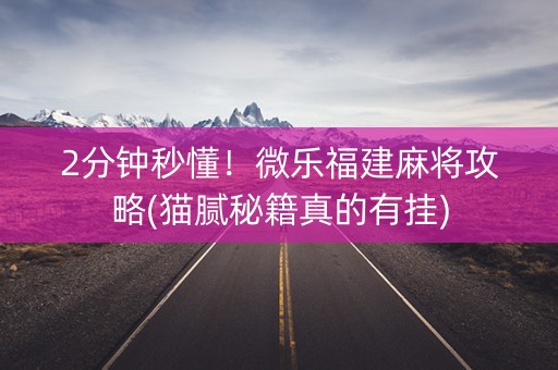 2分钟秒懂！微乐福建麻将攻略(猫腻秘籍真的有挂)