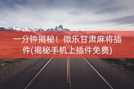 一分钟揭秘！微乐甘肃麻将插件(揭秘手机上插件免费)