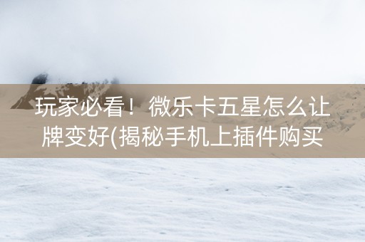 玩家必看！微乐卡五星怎么让牌变好(揭秘手机上插件购买)