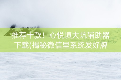 推荐十款！心悦填大坑辅助器下载(揭秘微信里系统发好牌)