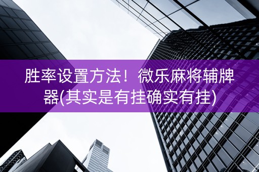 胜率设置方法！微乐麻将辅牌器(其实是有挂确实有挂)
