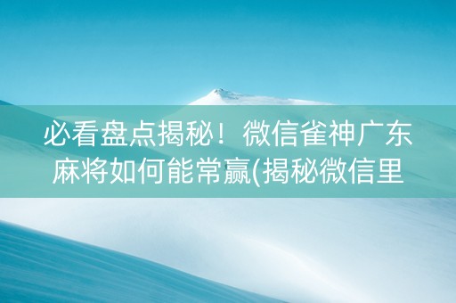 必看盘点揭秘！微信雀神广东麻将如何能常赢(揭秘微信里赢的秘诀)