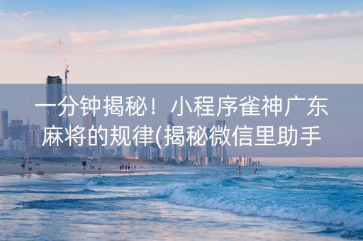 一分钟揭秘！小程序雀神广东麻将的规律(揭秘微信里助手软件)