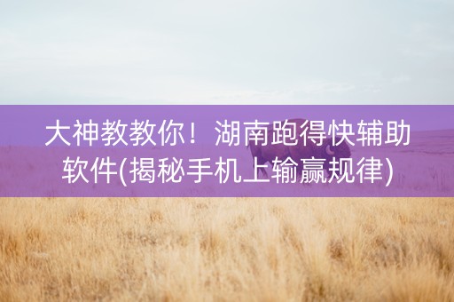大神教教你！湖南跑得快辅助软件(揭秘手机上输赢规律)