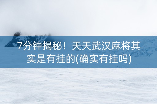 7分钟揭秘！天天武汉麻将其实是有挂的(确实有挂吗)