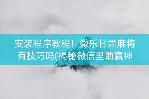 安装程序教程！微乐甘肃麻将有技巧吗(揭秘微信里助赢神器)