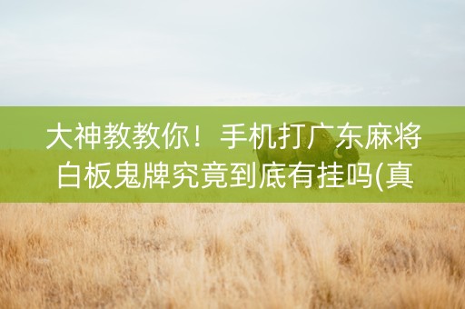 大神教教你！手机打广东麻将白板鬼牌究竟到底有挂吗(真的确实是有挂)
