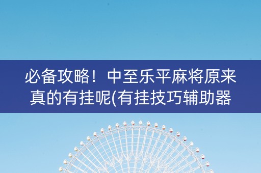 必备攻略！中至乐平麻将原来真的有挂呢(有挂技巧辅助器)