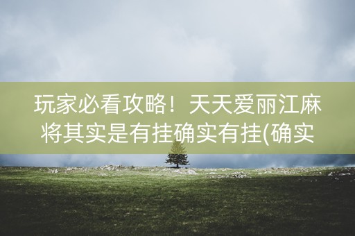 玩家必看攻略！天天爱丽江麻将其实是有挂确实有挂(确实有挂吗)