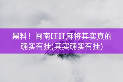 黑料！闽南旺旺麻将其实真的确实有挂(其实确实有挂)