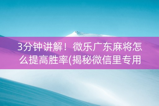 3分钟讲解！微乐广东麻将怎么提高胜率(揭秘微信里专用神器下载)