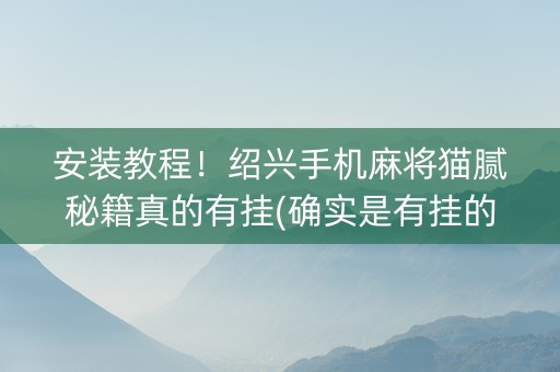 安装教程！绍兴手机麻将猫腻秘籍真的有挂(确实是有挂的)
