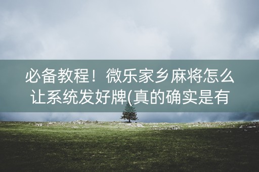 必备教程！微乐家乡麻将怎么让系统发好牌(真的确实是有挂)