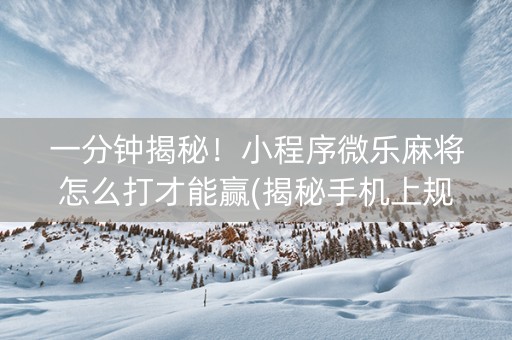 一分钟揭秘！小程序微乐麻将怎么打才能赢(揭秘手机上规律攻略)