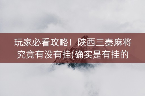 玩家必看攻略！陕西三秦麻将究竟有没有挂(确实是有挂的)
