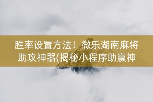 胜率设置方法！微乐湖南麻将助攻神器(揭秘小程序助赢神器)