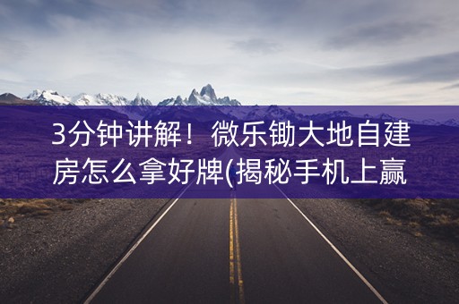 3分钟讲解！微乐锄大地自建房怎么拿好牌(揭秘手机上赢牌的技巧)