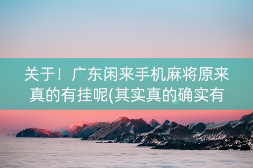 关于！广东闲来手机麻将原来真的有挂呢(其实真的确实有挂)