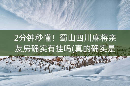 2分钟秒懂！蜀山四川麻将亲友房确实有挂吗(真的确实是有挂)