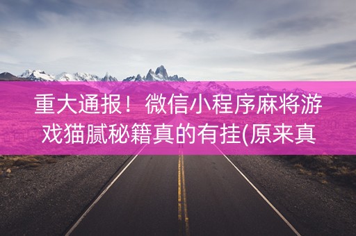 重大通报！微信小程序麻将游戏猫腻秘籍真的有挂(原来真的有挂)