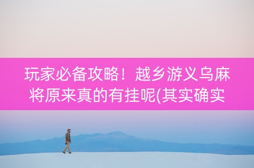 玩家必备攻略！越乡游义乌麻将原来真的有挂呢(其实确实有挂)