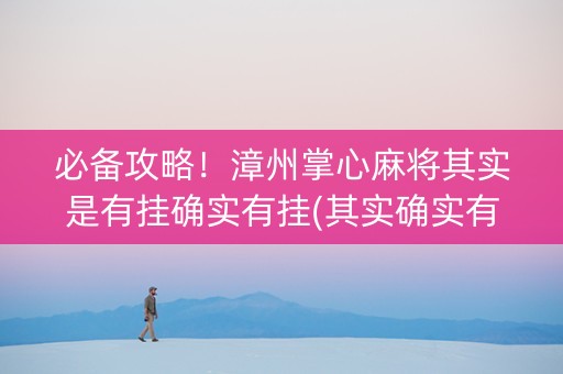 必备攻略！漳州掌心麻将其实是有挂确实有挂(其实确实有挂)