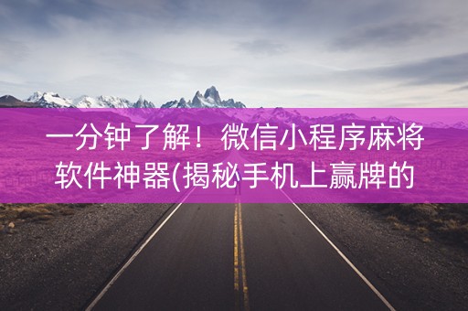 一分钟了解！微信小程序麻将软件神器(揭秘手机上赢牌的技巧)