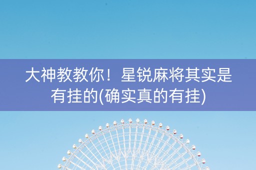大神教教你！星锐麻将其实是有挂的(确实真的有挂)