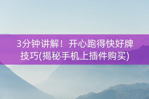 3分钟讲解！开心跑得快好牌技巧(揭秘手机上插件购买)