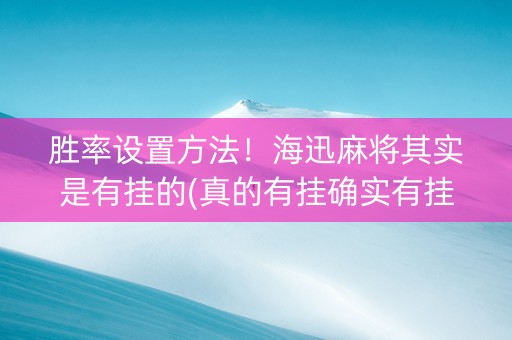 胜率设置方法！海迅麻将其实是有挂的(真的有挂确实有挂)