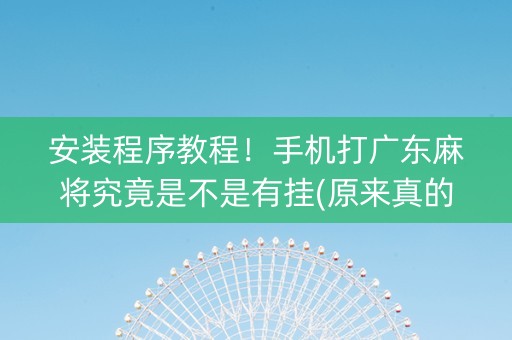 安装程序教程！手机打广东麻将究竟是不是有挂(原来真的有挂)