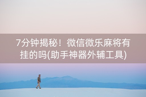 7分钟揭秘！微信微乐麻将有挂的吗(助手神器外辅工具)