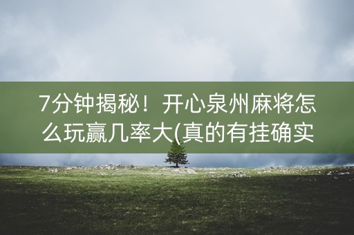 7分钟揭秘！开心泉州麻将怎么玩赢几率大(真的有挂确实有挂)